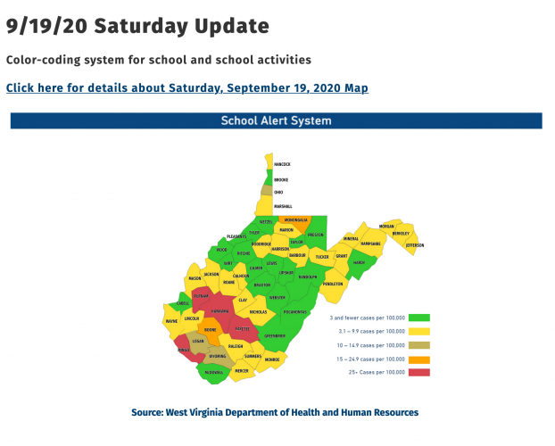Ohio County Gold in Latest COVID Map; In-Person Classes OK, But Sports in Limbo